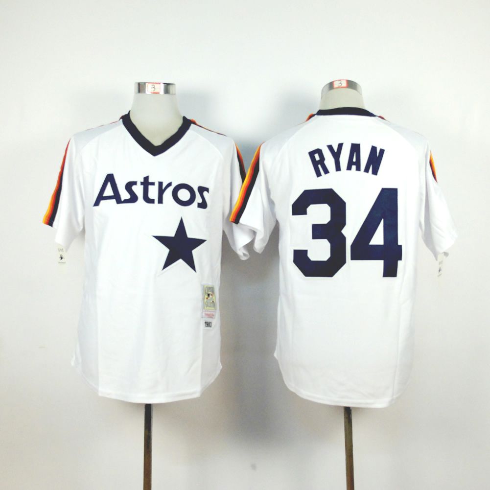 Men Houston Astros #34 Ryan White Throwback MLB Jerseys